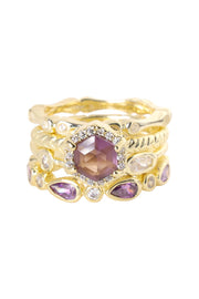 Lavender Crystal & CZ Stack Ring Set - GF