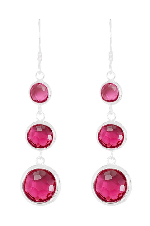 Raspberry Crystal Stephanie Earrings - SF