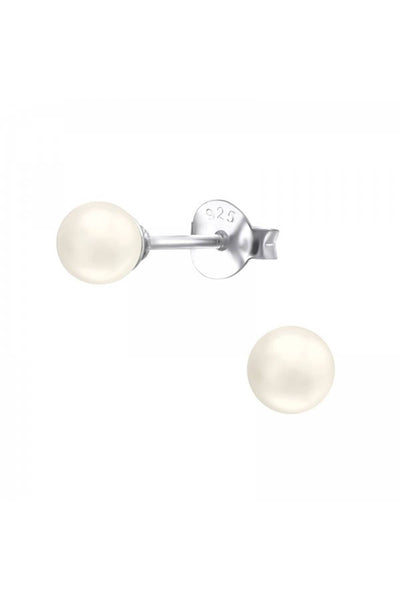 Glass Pearl 4mm Ear Studs - SS