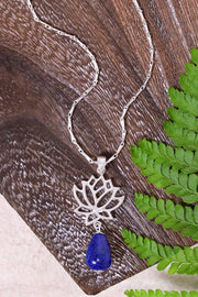 Lapis & Lotus Pendant Necklace - SF