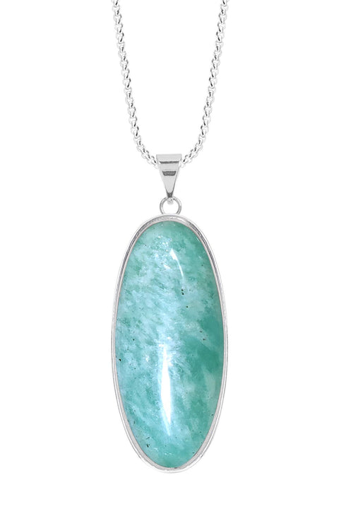 Amazonite Oval Pendant Necklace - SF