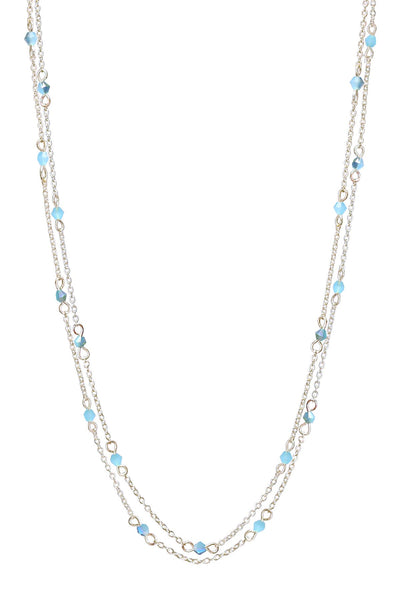 Blue Austrian Crystal Two Strand Necklace - SF