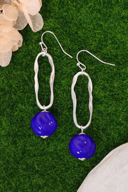 Blue Murano Glass & Freeform Hoop Drop Earrings - SF