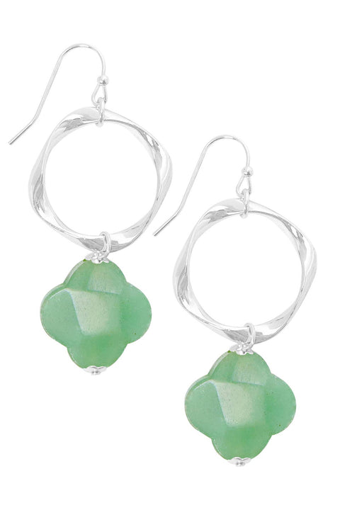 Green Aventurine & Freeform Hoop Drop Earrings - SF