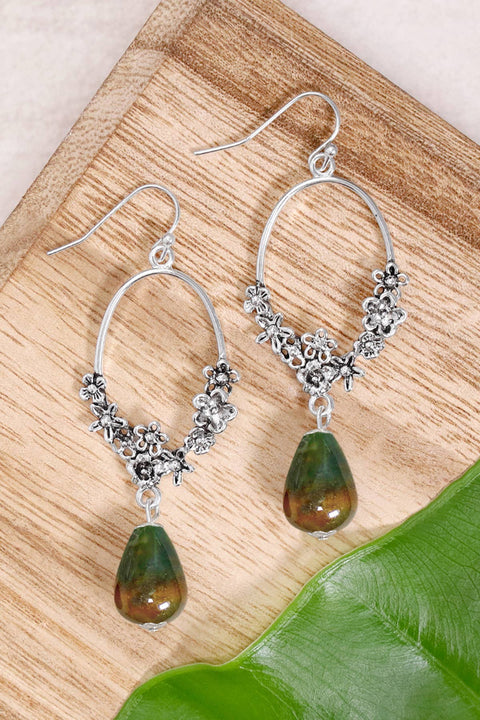 Mixed Jasper & Blossoms Drop Earrings - SF