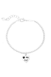 I Love My Cat Charm Beaded Bracelet - SF