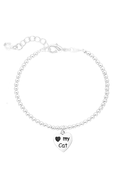 I Love My Cat Charm Beaded Bracelet - SF