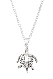 Sterling Silver 5/8" Moveable Turtle Pendant Necklace - SS