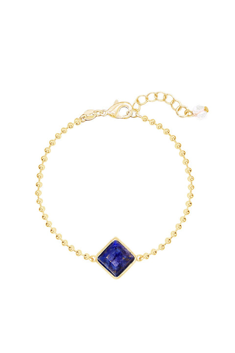 Lapis Beaded Charm Bracelet - GF