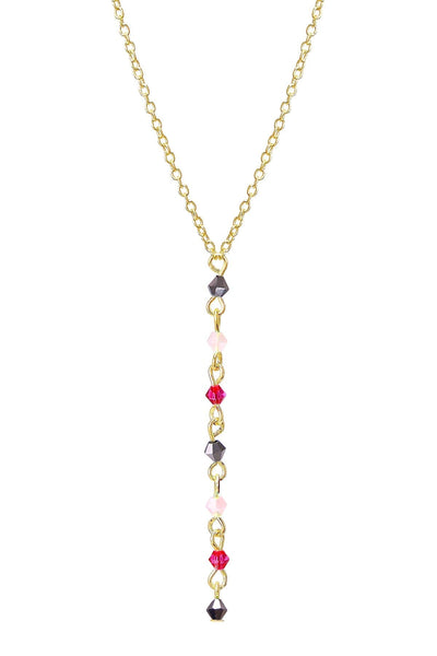 Pink Austrian Crystal Y Necklace - GF