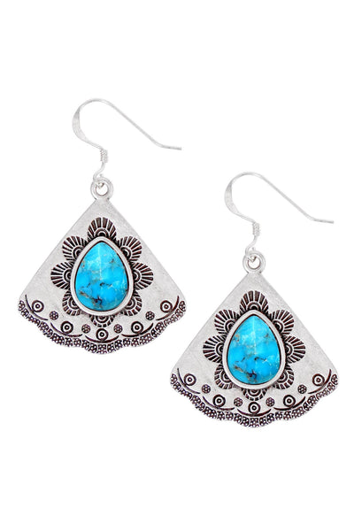 Turquoise Vintage Fan Earrings - SF