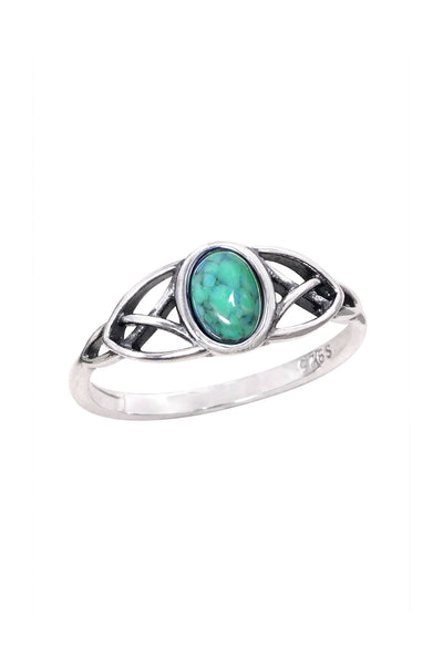 Turquoise & Sterling Silver Celtic Ring - SS