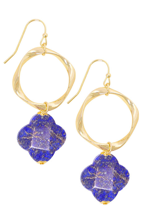 Lapis & Freeform Hoop Drop Earrings - GF