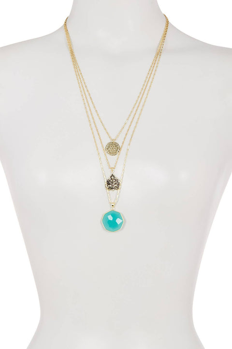 Crystal & Buddha Charm Layering Necklace - GF