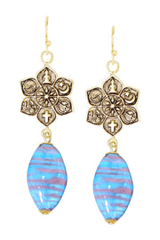 Murano Glass & Coexist Harmony Lotus Drop Earrings - GF