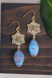 Murano Glass & Coexist Harmony Lotus Drop Earrings - GF