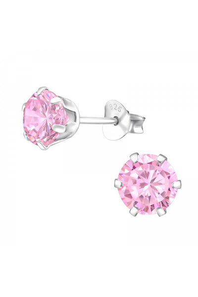 Sterling Silver Round 6mm Ear Studs With Cubic Zirconia - SS