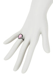 Pink Crystal Pear Ring In Gunmetal - SF