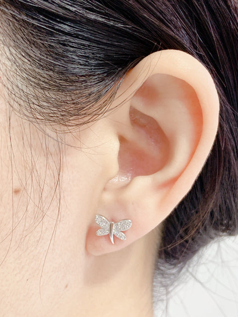 Dragonfly With Pave CZ Post Earrings - SS