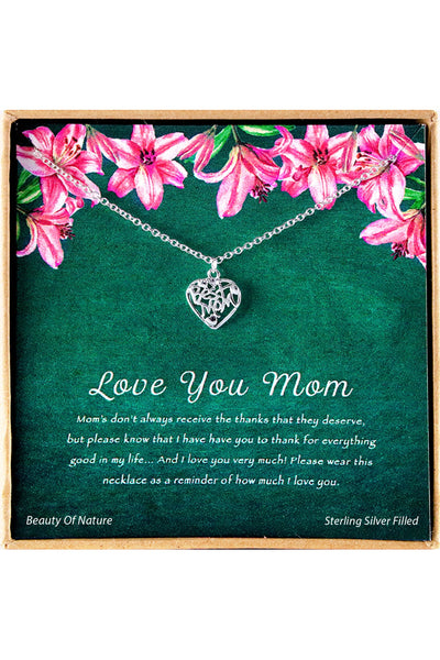 'Love You Mom' Boxed Charm Necklace - SF