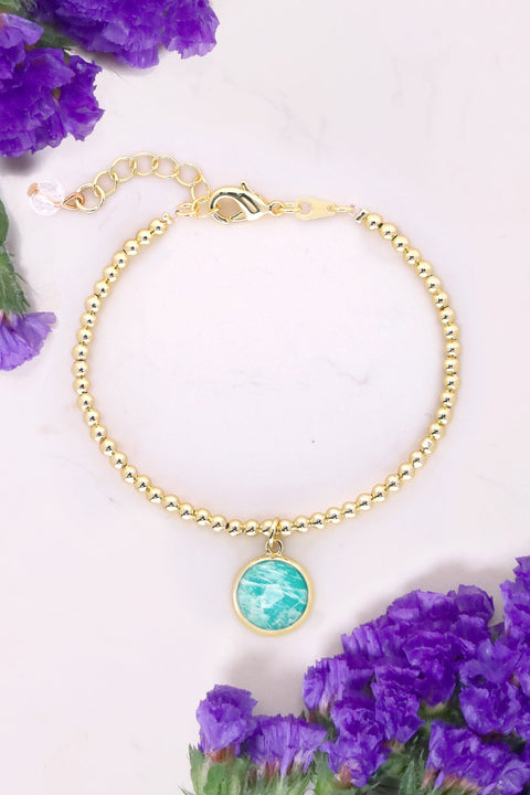 Amazonite Beaded Charm Bracelet - GF