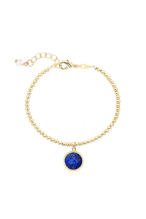 Lapis Beaded Charm Bracelet - GF