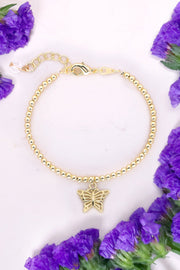 Butterfly Charm Beaded Bracelet - GF