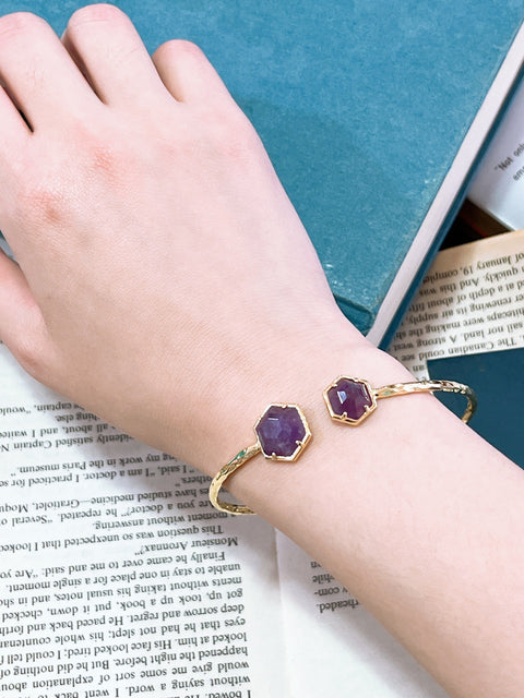 Amethyst Hexagon Cuff Bracelet - GF