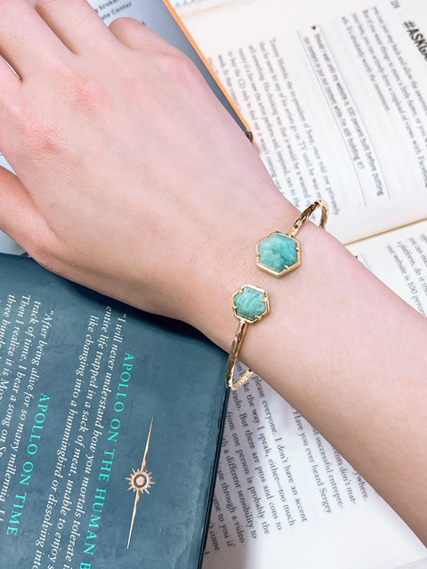 Amazonite Hexagon Cuff Bracelet - GF