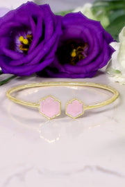 Rose Quartz Hexagon Cuff Bracelet - GF