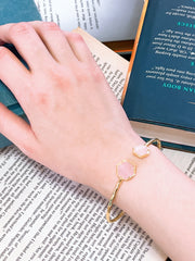 Rose Quartz Hexagon Cuff Bracelet - GF