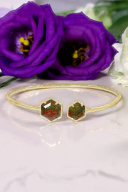 Unakite Hexagon Cuff Bracelet - GF