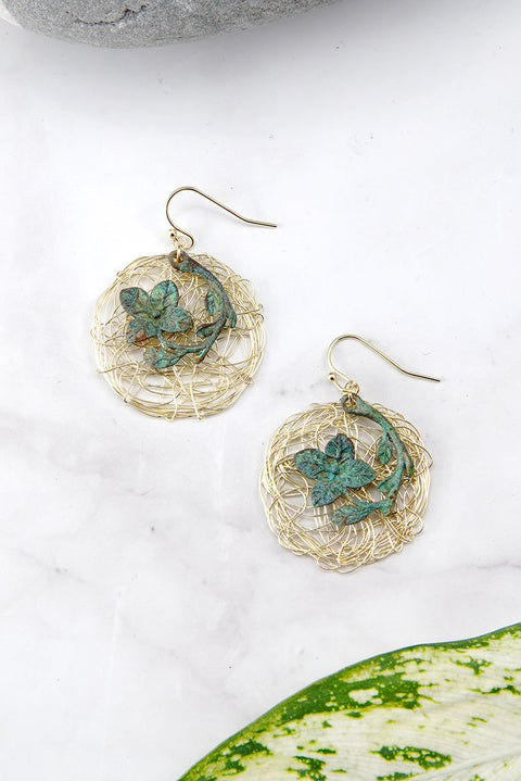 Natural Patina Handmade Dogwood Earrings - GF