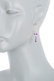 Sterling Silver & Amethyst CZ Pendulum Drop Earrings - SS