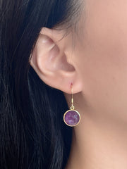 Amethyst Fancy Cut Round Earrings - GF