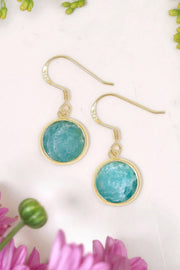 Amazonite Fancy Cut Round Earrings - GF