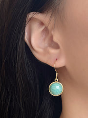 Amazonite Fancy Cut Round Earrings - GF