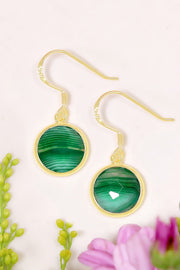 Green Lace Agate Fancy Cut Round Earrings - GF