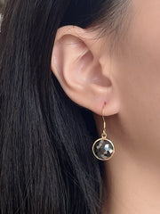 Hematite Fancy Cut Round Earrings - GF