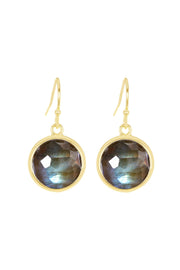 Labradorite Fancy Cut Round Earrings - GF