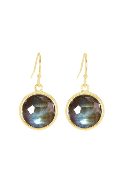 Labradorite Fancy Cut Round Earrings - GF