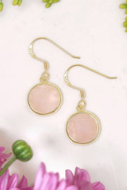 Rose Quartz Fancy Cut Round Earrings - GF