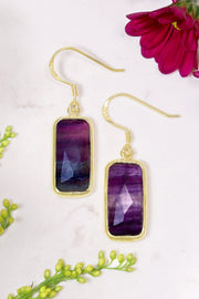 Amethyst Rectangle Earrings - GF