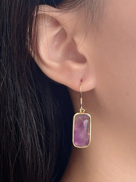 Amethyst Rectangle Earrings - GF