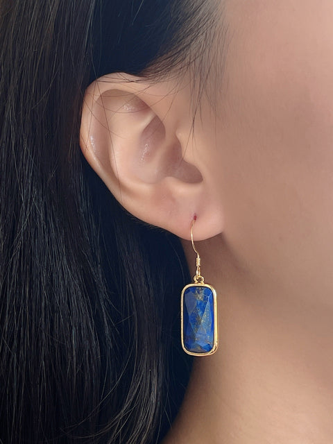 Lapis Rectangle Earrings - GF