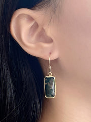 Moss Agate Rectangle Earrings - GF