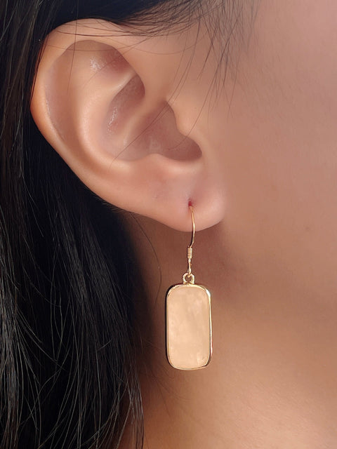 Rose Quartz Rectangle Earrings - GF