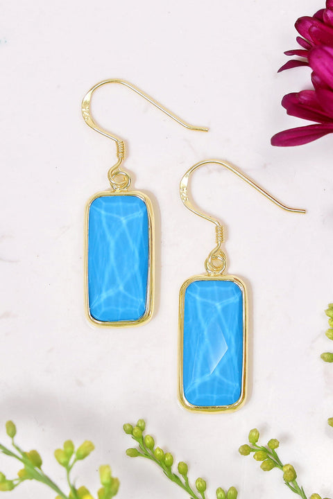 Turquoise Quartz Rectangle Earrings - GF