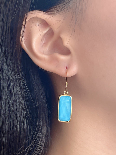 Turquoise Quartz Rectangle Earrings - GF