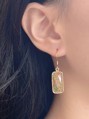 Unakite Rectangle Earrings - GF